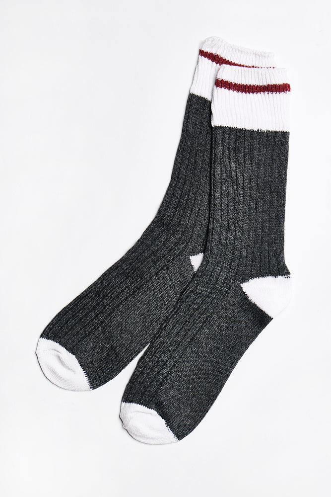 
                
                    Load image into Gallery viewer, Blair Crew Socks in Dark-Grey-White - ALAMAE
                
            