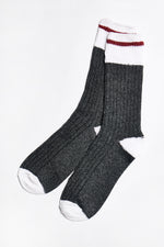 Blair Crew Socks in Dark-Grey-White - ALAMAE