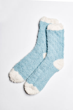 
                
                    Load image into Gallery viewer, Ellie Fuzzy Socks in Blue-White - ALAMAE
                
            