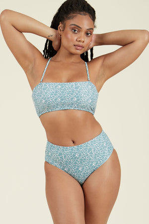 Laurel Canyon Bandeau Print Bikini Top in Aquifer-Giraffe  - ALAMAE