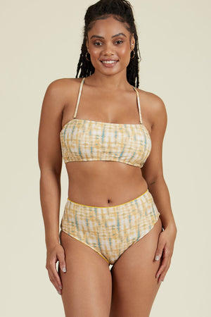 Laurel Canyon Bandeau Print Bikini Top in Mimosa-Tiedye   - ALAMAE