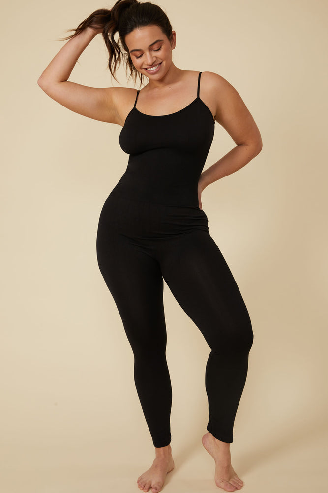 
                
                    Load image into Gallery viewer, Constellation Full Length Body Shaper Jumpsuit in Black - ALAMAE
                
            
