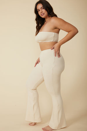 Gia Rib Flare Pant in Natural White - ALAMAE