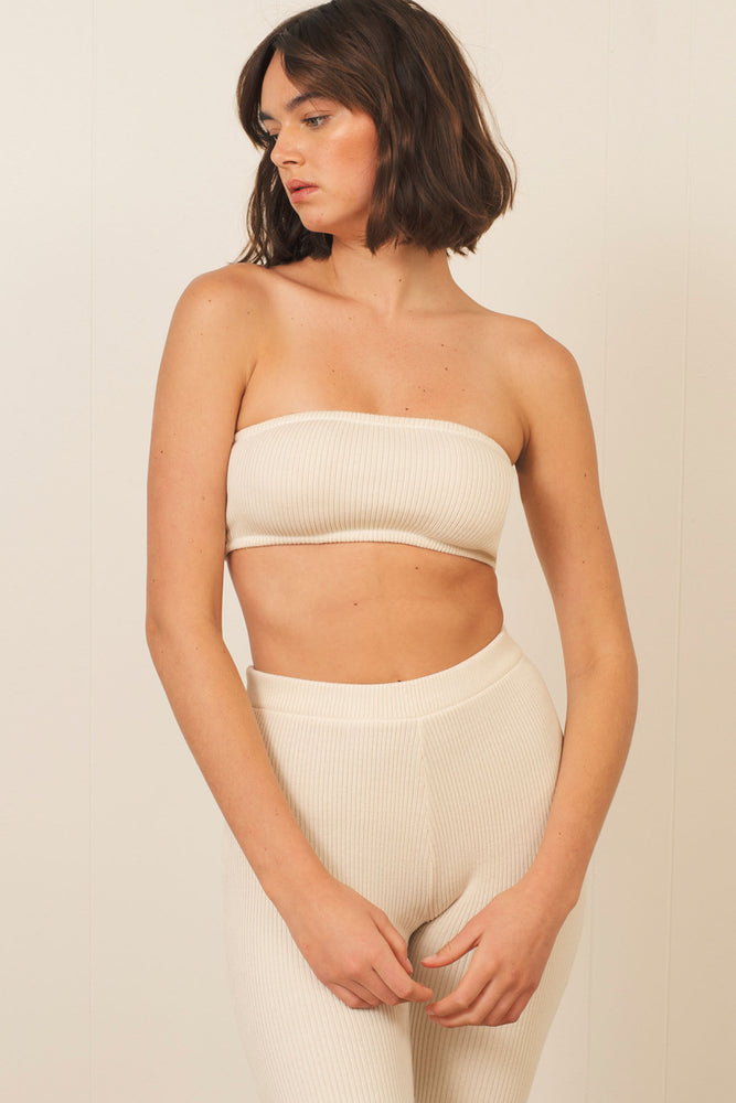 
                
                    Load image into Gallery viewer, Gia Rib Bandeau in Natural White - ALAMAE
                
            