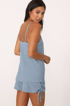 Georgie Waffle Knit Sleep Set in Blue Fog - ALAMAE